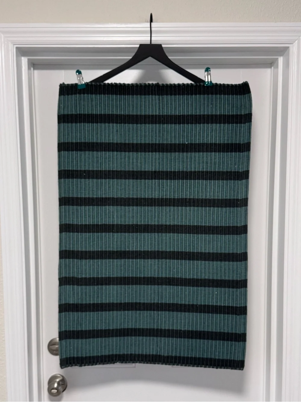 IKEA VAGSKYLT Striped Doormat Blue-Green Black Rug
